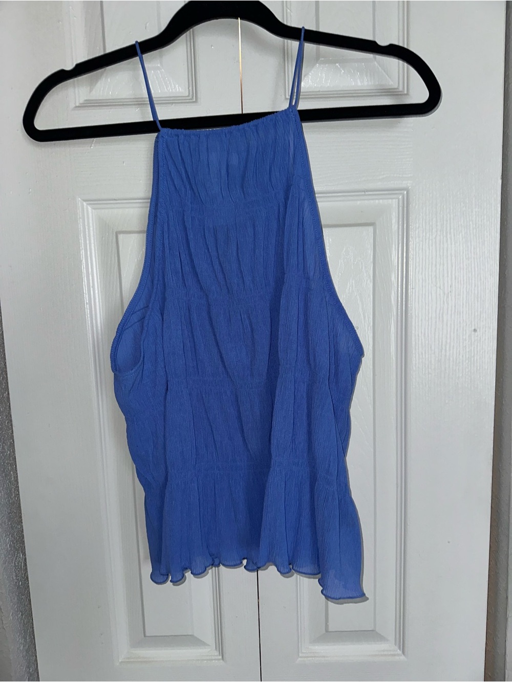H&M Royal Blue Crinkle Halter Tank Top- Size L